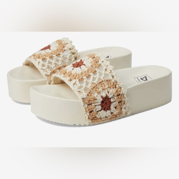 Dirty Laundry Shoes - Dirty Laundry Beige and Cream Crochet Slide Sandals